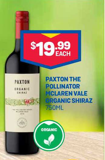 Bottlemart Paxton The Pollinator Mclaren Vale Organic Shiraz