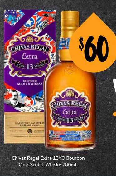 Chivas Regal Extra 13YO Bourbon Cask Scotch Whisky 700mL Offer at First ...