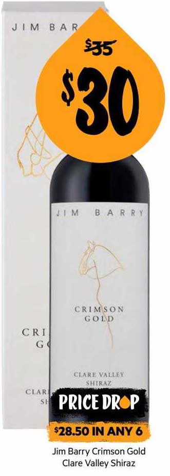 First Choice Liquor Jim Barry Crimson Gold Clare Valley Shiraz
