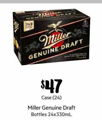 First Choice Liquor Miller Genuine Draft Bottles 24x330mL