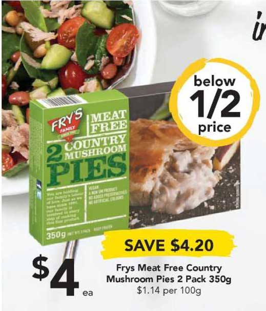 Drakes Frys Meat Free Country Mushroom Pies 2 Pack 350g