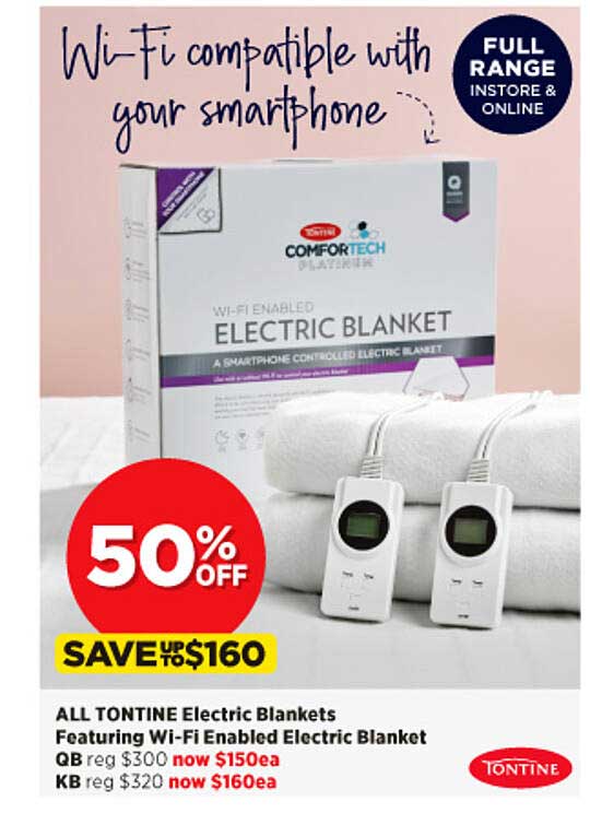 Spotlight All Tontine Electric Blankets 50% Off