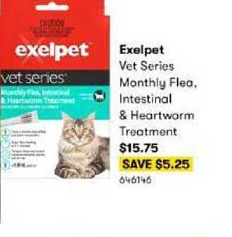 BIG W Exelpet Vet Series Monthly Flea, Intestinal & Heartworm Treatment
