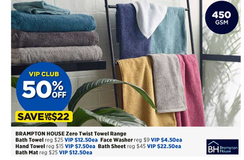 Spotlight Grampton House Zero Twist Towel Range