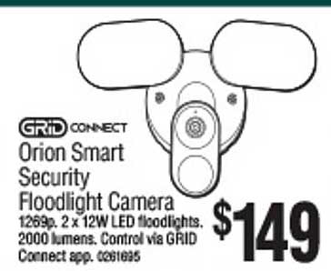 Bunnings Warehouse Grid Connect Orion Smart Security Floodlight Camera