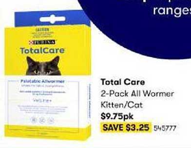 BIG W Purina Total Care 2-Pack All Wormer Kitten-Cat