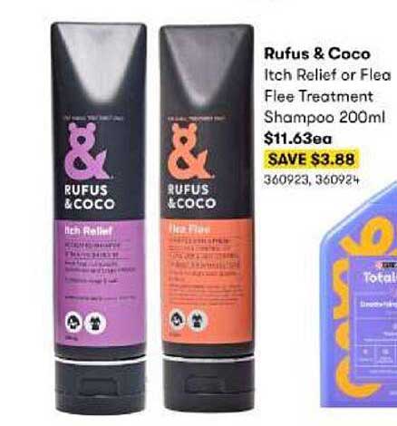 BIG W Rufus & Coco Itch Relief Or Flea Flee Treatment Shampoo 200ml