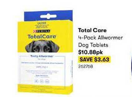 BIG W Totakl Care 4-Pack Allwormer Dog Tablets