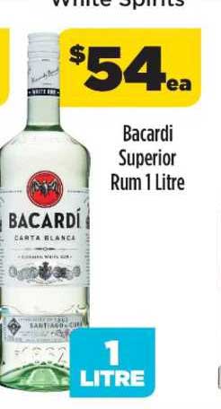 Liquorland Bacardi Superior Rum 1 Litre
