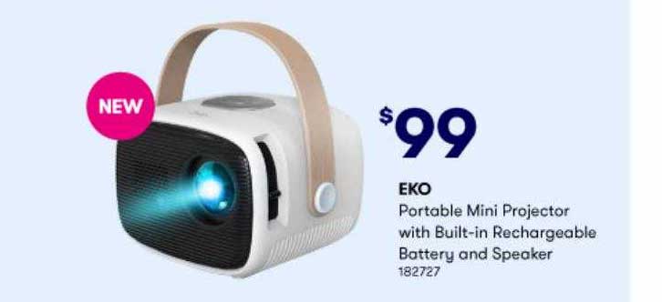 BIG W Eko Portable Mini Projector With Built-in Rechargeable Battery And Speaker