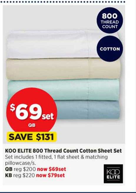 Spotlight Koo Elite 800 Thread Count Cotton Sheet Set