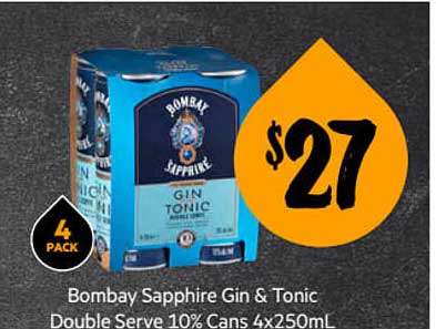 First Choice Liquor Bombay Sapphier Gin & Tonic Double Serve