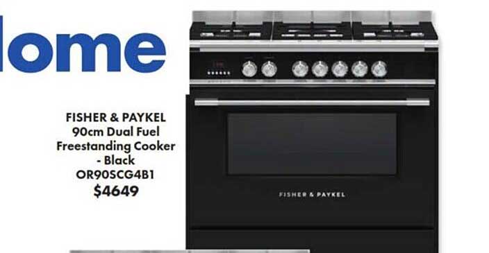 The Good Guys Fisher & Paykel Dual Fuel Freestanding Cooker - Black