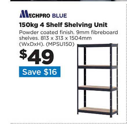 Repco Mechpro Blue 4 Shelf Shelving Unit