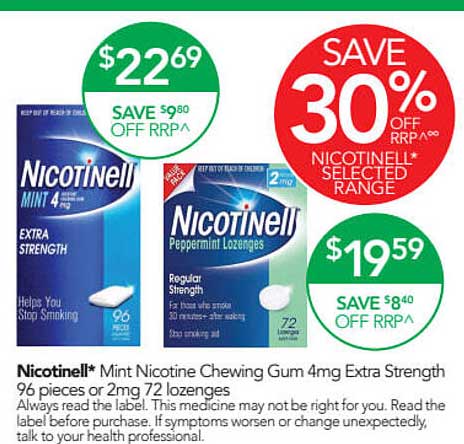 Terry White Nicotinell Mint Nicotine Chewing Gum Extra Strength