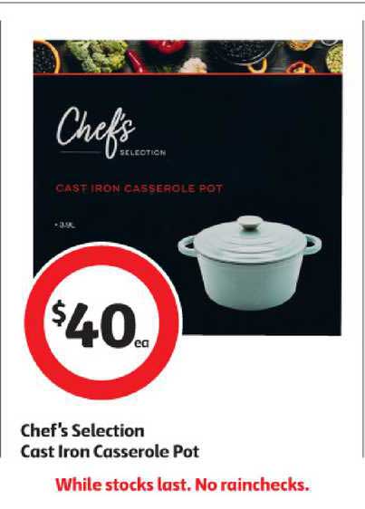 Coles Chef's Selection Cast Iron Casserole Pot