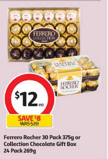 Coles Ferrero Rocher 30 Pack 375 Or Collection Chocolate Gift Box 24 Pack 269g