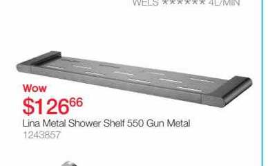 Beaumont Tiles Lina Metal Shower Shelf 550 Gun Metal