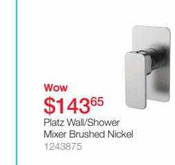 Beaumont Tiles Platz Wall-shower Mixer Brushed Nickel