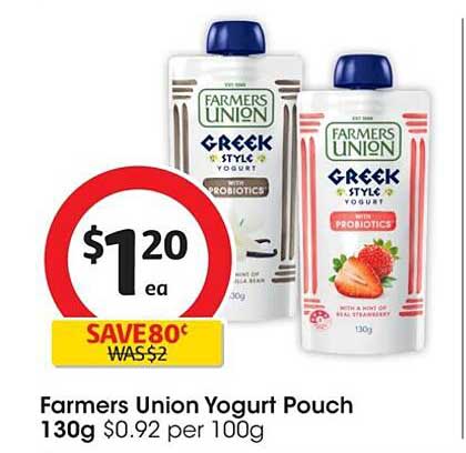 Farmers Union Yogurt Pouch Offer at Coles