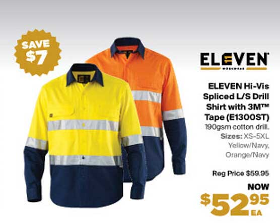 RSEA Eleven Hi-vis Spiced L-s Drill Shirt With 3m Tape E13000st