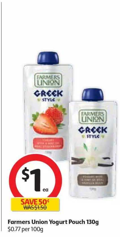 Farmers Union Yogurt Pouch 130g Offer at Coles