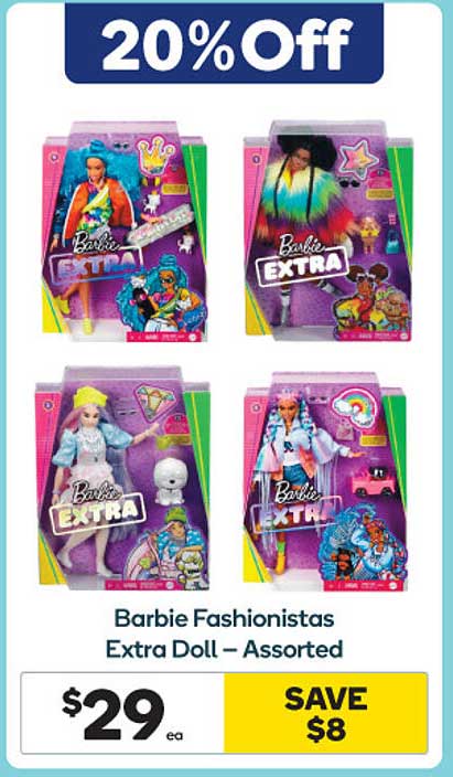 Woolworths Barbie Fashionistas Extra Doll - Assorted