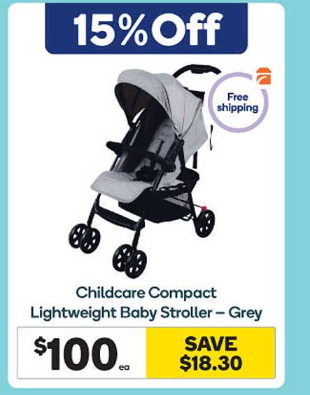 Woolworths Childcare Compact Lightweight Baby Stroller - Grey
