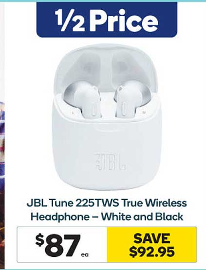 Woolworths Jbl Tune 225tws True Wireless Headphone - White And Black
