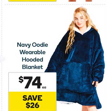 Woolworths Navy Oodie Wearable Hooded Blanket