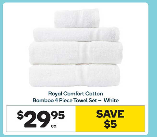 Woolworths Royal Comfort Cotton Bamboo 4 Piece Towel Set - White