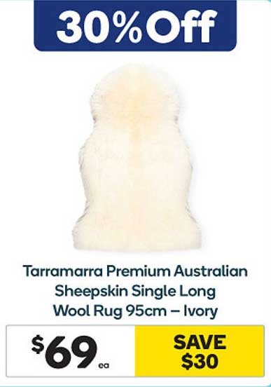 Woolworths Tarramarra Premium Australian Sheepskin Single Long Wool Rug