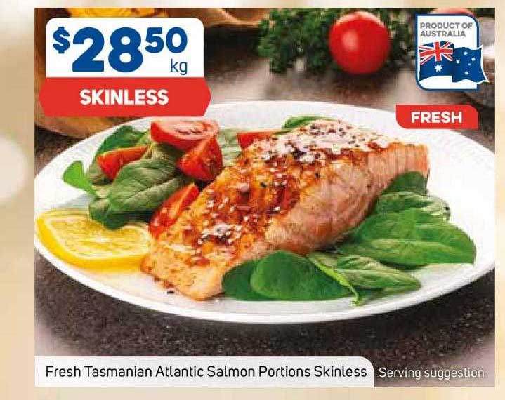 Fresh Tasmanian Atlantic Salmon Portions Skinless Offer At Foodland 3496