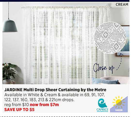 Jardine Multi Drop Sheer Curtaining By The Metre Offer at Spotlight