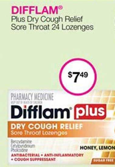 Priceline Difflam Plus Dry Cough Relief Sore Throat 24 Lozenges