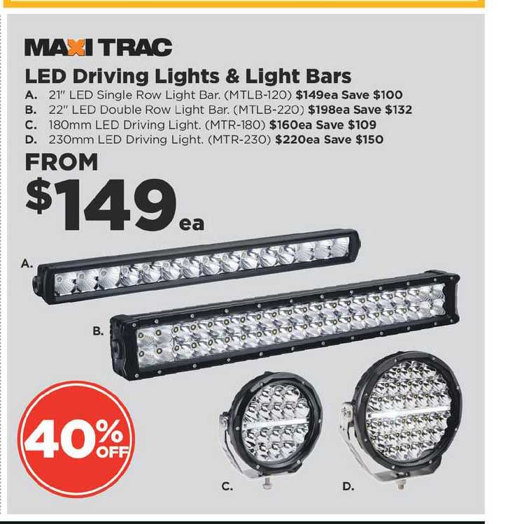 Repco Maxi Trac Led Driving Lights & Light Bars