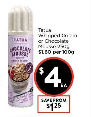 FoodWorks Tatua Whipped Cream Or Chocolate Mousse