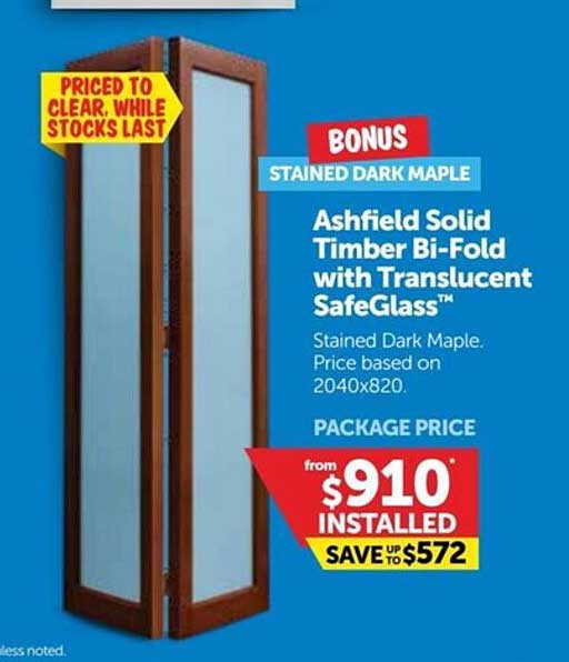 Doors Plus Ashfield Solid Timber Bi-fold With Translucent Safeglass
