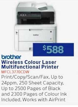 Retravision Brother Wireless Colour Laser Multifunctional Printer
