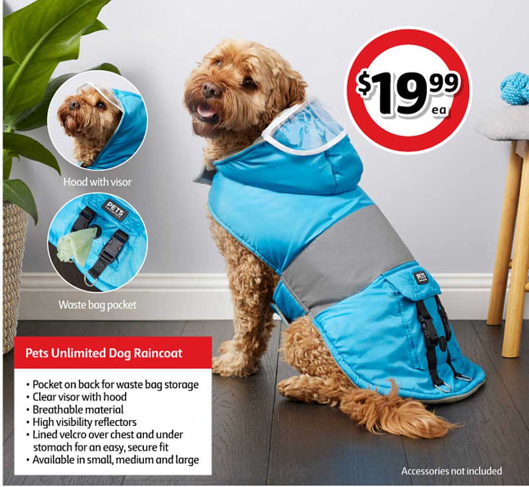 Coles Pets Unlimited Dog Raincoat