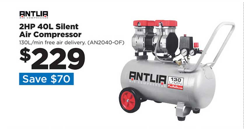Repco Antlia 2hp 40l Silent Air Compressor