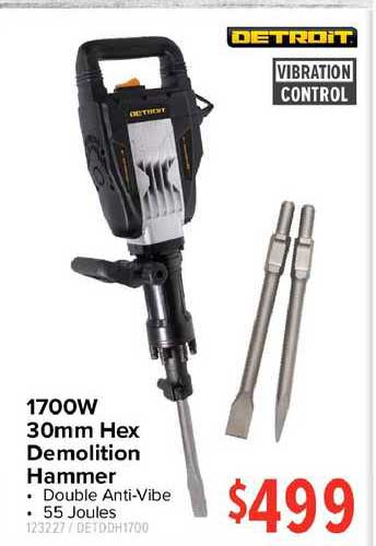 Total Tools 1700w 30mm Hex Demolition Hammer Detroit