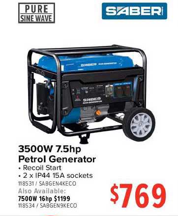 Total Tools Saber 3500w 7.5hp Petrol Generator