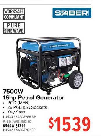 Total Tools Saber 7500w 16hp Petrol Generator