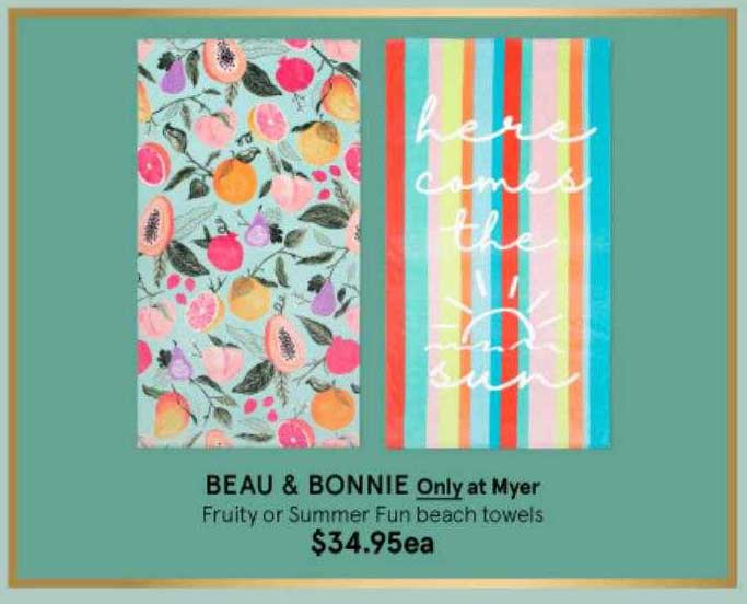 Myer Beau & Bonnie Fruity Or Summer Fun Beach Towels