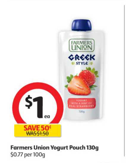 Farmeers Union Yogurt Pouch Offer at Coles