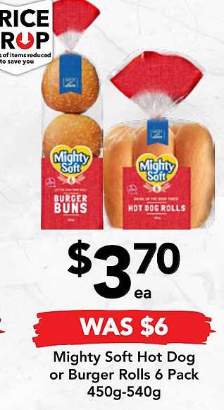 Mighty Soft Hot Og Or Burger Rolls Offer at Drakes - 1Catalogue.com.au