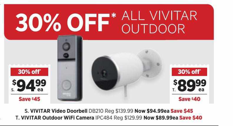 Harris Scarfe Vivitar Video Doorbell DB210 Or Vivitar Outdoor Wifi Camera IPC484