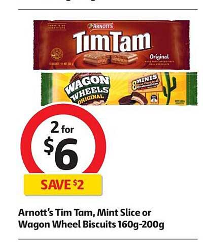 Coles Arnott's Tim Tam, Mint Slice Or Wagon Wheel Biscuits 160g-200g