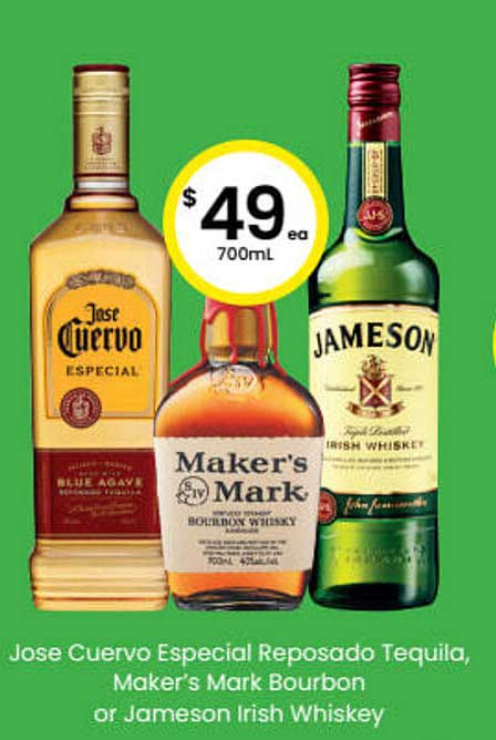 The Bottle-O Jose Cuervo Especial Reposado Tequila Maker's Mark Bourbon Or Jameson Irish Whiskey